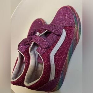 Vans Kids Sneakers in Glittery Pink and White